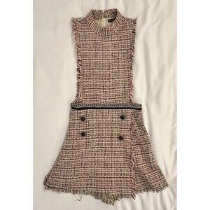 Zara UK Pink & Black Tweed Jumpsuit w/Shorts Size XS